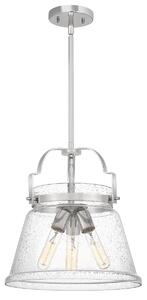 Quintiesse QN-WIMBERLEY-P-PC Wimberley 3 Light Ceiling Pendant In Polished Chrome Finish With Seeded Glass Shade