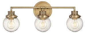 Quintiesse QN-POPPY3-HB-BATH Poppy 3 Light Wall Light In Heritage Brass Finish With Seeded Glass Shades IP44