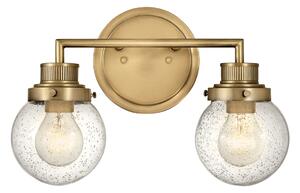 Quintiesse QN-POPPY2-HB-BATH Poppy 2 Light Wall Light In Heritage Brass Finish With Seeded Glass Shades IP44