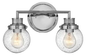 Quintiesse QN-POPPY2-PC-BATH Poppy 2 Light Wall Light In Polished Chrome Finish With Seeded Glass Shades IP44