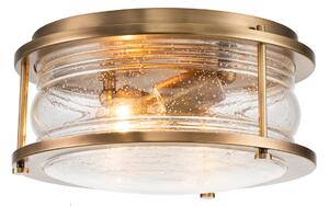 Quintiesse QN-ASHLANDBAY-F-NBR-BATH Ashland Bay 2 Light Flush Ceiling Light In Natural Brass Finish IP44