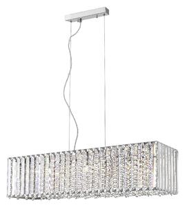 Impex Sophia 7 Light Crystal Oblong Ceiling Pendant Light In Polished Chrome Finish