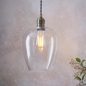 Camden Small Blown Glass Pendant Light In Antique Brass