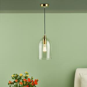 Dar Lighting Archie Ceiling Pendant Light In Satin Bronze Finish With Bell Glass ARC0163