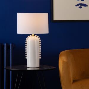 Dar Lighting Dolce White Ceramic Table Lamp With Cotton Shade DOL4202