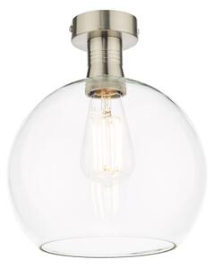 Dar Lighting Emerson Semi Flush Ceiling Light In Antique Chrome With Round Clear Glass EME4861-E03