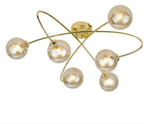 Dar Lighting Etta 6 Light Semi Flush Ceiling Light In Polished Gold With Round Champagne Glass ETT6435