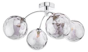 Dar Lighting Izzy 4 Light Semi Flush Ceiling Light In Polished Chrome With Round Smoked Dimpled Glass IZZ0450-10