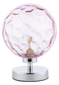 Dar Lighting Esben Table Lamp In Polished Chrome Finish With Pink Dimpled Glass ESB4150-13
