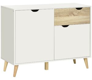 HOMCOM Modern Sideboard Storage Cabinet, Free Standing Accent Cupboard with Drawer, 2 Doors for Bedroom, Living Room, Hallway, White