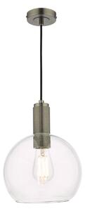 Dar Lighting Nikolas Ceiling Pendant Light In Antique Chrome With Round Clear Glass NIK0167-E03