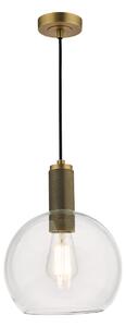 Dar Lighting Nikolas Ceiling Pendant Light In Natural Solid Brass With Round Clear Glass NIK0140-E03