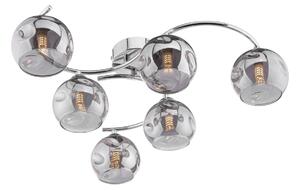 Dar Lighting Nakita 6 Light Semi Flush Ceiling Light In Polished Chrome With Smoked Dimpled Glass NAK6450-15