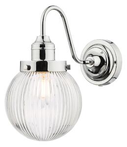 Dar Lighting Tamara Bathroom Wall Light In Polished Chrome With Ribbed Glass IP44 TAM0750-IP44