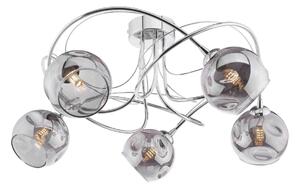 Dar Lighting Onawa 5 Light Semi Flush Ceiling Light In Polished Chrome With Smoked Glass ONA5450-15