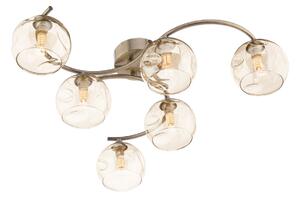 Dar Lighting Nakita 6 Light Semi Flush Ceiling Light In Antique Brass With Champagne Dimpled Glass NAK6475-16