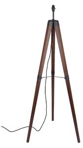 Laura Ashley Burdale Dark Wooden Tripod Floor Lamp With Industrial Brass Detail Base Only LA3756218-Q