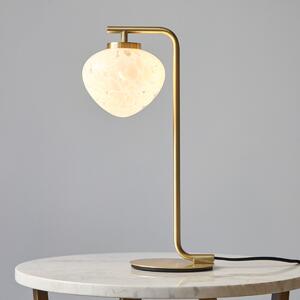 Modern Table Lamp In Satin Brass Finish With White Confetti Glass Shade