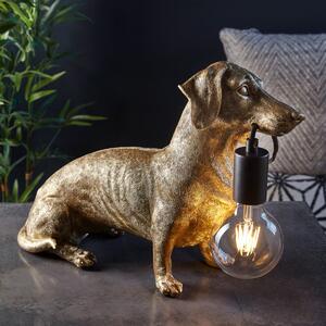 Dachshund Dog Table Lamp In Vintage Gold And Matt Black Finish