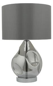 Dar Lighting Quinn Smoked Glass Table Lamp With Grey Faux Silk Shade