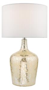 Dar Lighting Lolek Table Lamp In Silver With Ivory Faux Silk Shade