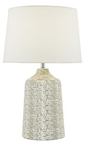 Dar Lighting Vondra Ceramic Table Lamp With Abstract Grey Pattern And Ivory Shade