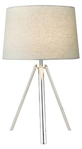 Dar Lighting Griffith Table Lamp In Polished Chrome Finish With Grey Linen Shade