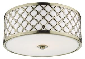 Dar Lighting Civic 2 Lt Flush Ceiling Light In Antique Brass With Glass Diffuser