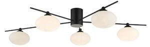 Dar Lighting Jasper 5 Light Semi Flush Ceiling Light In Black With Opal Glass