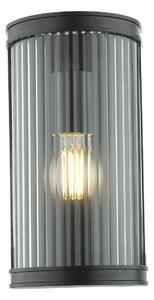 Dar Lighting Anund Bathroom Wall Light in Black Finish With Clear Ribbed Glass IP44