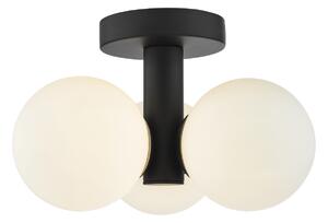 Dar Lighting Blake Bathroom 3 Light Semi Flush Ceiling Light In Black With Opal Glass Shades IP44