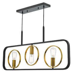 Dar Lighting Ryota 3 Light Bar Ceiling Pendant In Black And Gold Finish