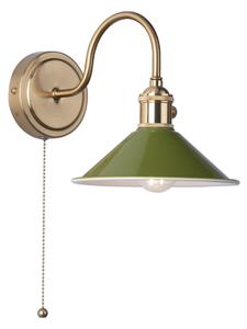 Dar Lighting Hadano Single Wall light In Natural Brass Finish With Olive Shade