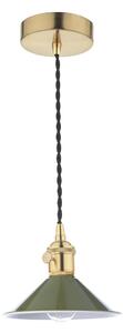 Dar Lighting Hadano Single Ceiling Pendant Light In Natural Brass With Olive Shade