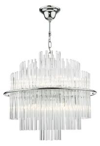 Dar Lighting Lukas 13 Light Ceiling Chandelier In Polished Chrome With Glass Rods