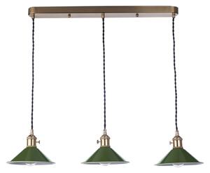 Dar Lighting Hadano 3 Light Bar Ceiling Pendant Light In Natural Brass With Olive Shades
