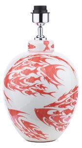 Dar Lighting Simone Ceramic Table Lamp In Coral With White Fish Pattern - Base Only