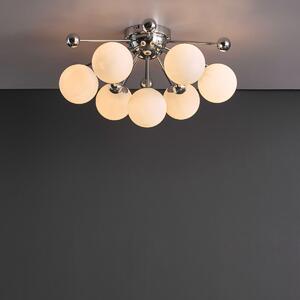 Dar Lighting Ursa 7 Light Flush Ceiling Light In Polished Chrome With Opal Glass Shade
