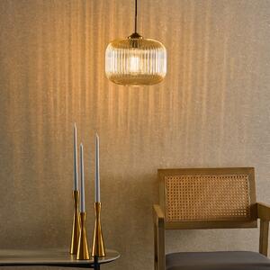 Dar Lighting Demarius Ceiling Pendant Light In Natural Brass With Amber Glass