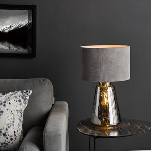 Dar Lighting Wycliffe Table Lamp With Smoked Glass Base And Grey Shade