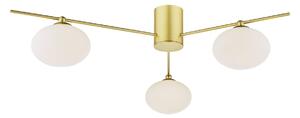 Dar Lighting Jasper 3 Light Semi Flush Ceiling Light In Satin Gold Finish With Opal Glass