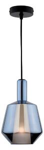 Dar Lighting Esmeralda Single Ceiling Pendant Light In Blue Glass And Opal Glass Shade 17 cm