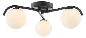 Dar Lighting Orlena 3 Light Semi Flush Ceiling Light In Matt Black Finish With Opal Glass Shades