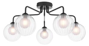 Dar Lighting Feya 5 Light Semi Flush Ceiling Light In Matt Black With Clear And Opal Glass
