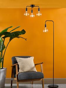 Dar Lighting Dena Floor Lamp In Matt Black Finish