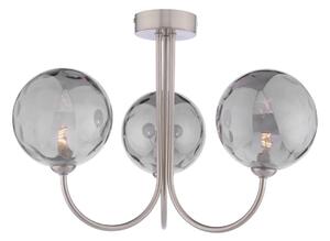 Dar Lighting Jared 3 Light Semi Flush Ceiling Light In Satin Nickel With Smoked Dimpled Glass