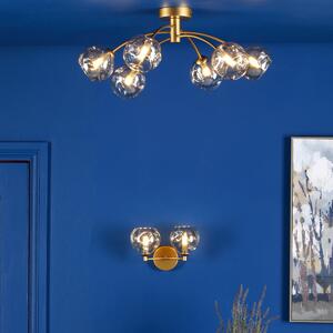 Dar Lighting Izzy 6 Light Semi Flush Ceiling Light In Gold With Champagne Dimpled Glass