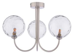 Dar Lighting Jared 3 Light Semi Flush Ceiling Light In Satin Nickel With Clear Dimpled Glass