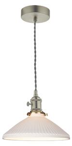 Dar Lighting Hadano Ceiling Pendant Light In Antique Chrome With Ceramic Shallow Shade