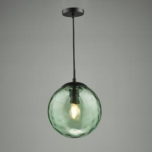 Dar Lighting Ripple Ceiling Pendant Light In Matt Black Finish With Green Glass